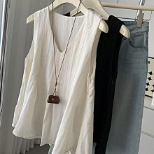 YOHO 天絲亞麻V領娃娃衫 實拍簡約百搭天絲亞麻V領無袖背心 (NN2573)