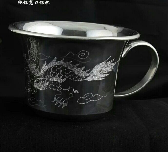 養生【祥龍◎純銀杯】999足銀「養生保健銀離子」茶杯杯子茶具