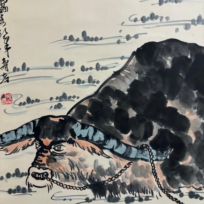 代號SH61《潘天壽禿鷲》近代帶側題跋四尺手繪材質：宣紙畫心裝裱尺尺寸