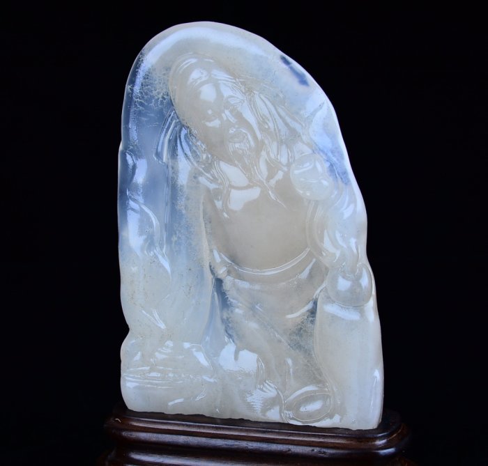 傳世珍藏~~國寶壽山石精品擺件---荔枝凍石『李白醉酒』通透度極強，幾