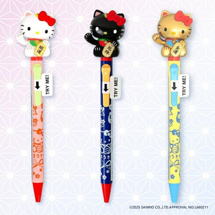 ＊日式雜貨館＊日本限定 三麗鷗 Hello kitty 搖擺原子筆 開運 招財 原子筆 KITTY搖擺公仔原子筆 金色 白色 黑色 限量發行