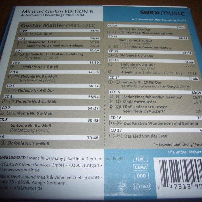 CD Michael Gielen Mahler 交響曲全集 17CD+DVD
