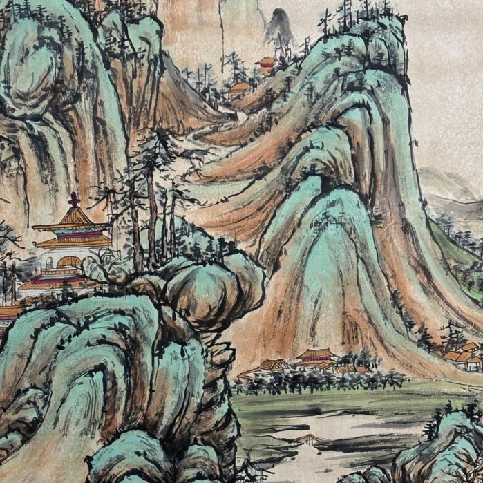 代號VC132《張大千山水》大六尺純手繪材質：宣紙裝裱尺寸：305cm*163cm