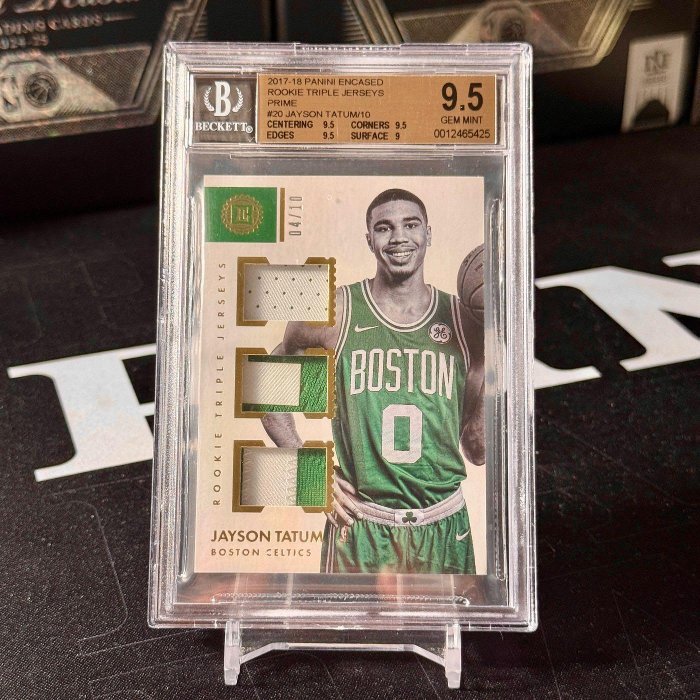 Jayson Tatum 限量10張 2017-18 Encased Rookie Triple Jerseys Prime BGS 9.5(10/11