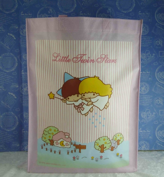 【震撼精品百貨】Little Twin Stars KiKi&LaLa 雙子星小天使~袋子 粉 直條紋