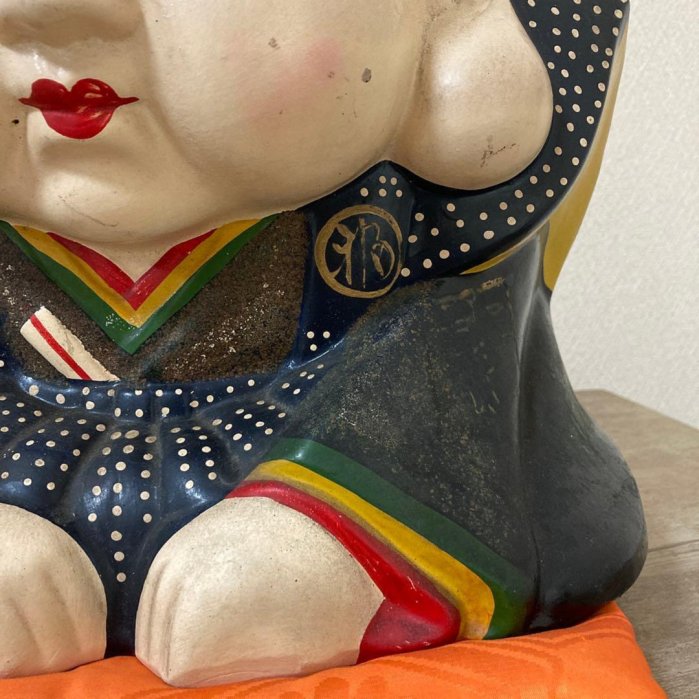 時代福助人形　縁起　手描き　招福置物　珍品〈検 招き猫　こけし　七福神　常滑焼 時代福助人形縁起手繪招福置物珍品〈檢招き貓こけし七福神常滑燒