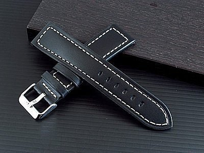 pilot 22mm收20mm可替代hamilton seiko BREITLING原廠錶帶之平面無紋真牛皮軍風錶帶
