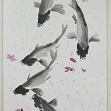 玖隆蕭松和挖寶網K》雪翁餘樂益壽鯉魚圖書法彩墨畫(06368) | Yahoo拍賣