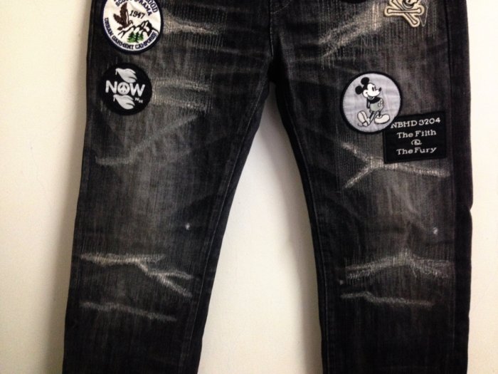 新品　NEIGHBORHOOD×Disney 　NARROW STRAIGHT NEIGHBORHOOD 09 NARROW DISNEY BIG BAD 電繡貼布刀割黑牛王