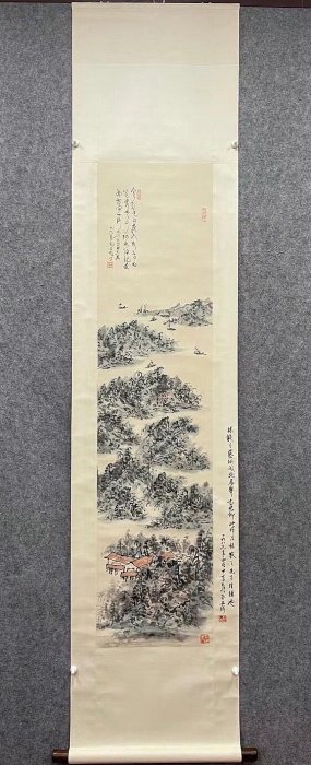 林散之＃山水＃楊仁凱題跋＃尺對開＃國畫＃純手繪作品＃手工裝裱