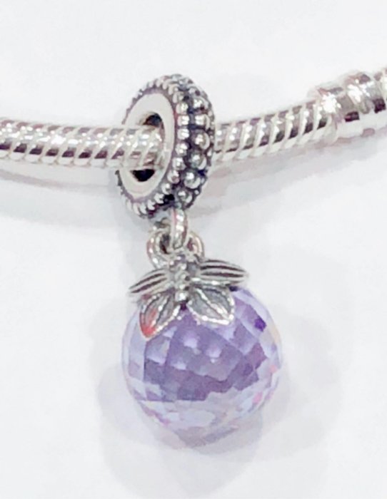 Pandora正品 絕版收藏品 925純銀紫色吊飾