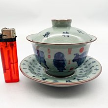 清玩造割高台盃 小蔡二手挖寶網) 早期景德鎮製牛轉乾坤三才蓋碗茶杯蓋盤易碎總重量約