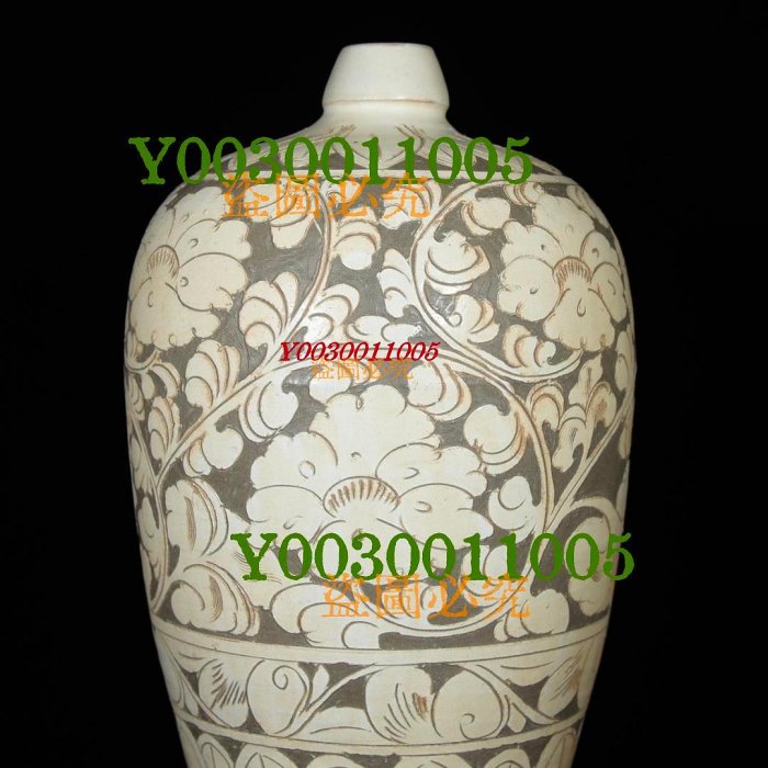 中国古美術・旧蔵宋汝窯・宋真宗御賜款彩繪龍紋梅瓶・彩絵・花瓶・陶磁器・文房置物 宋磁州窯刻花卉紋梅瓶，高41厘米、直徑21厘米，2001319 瓷器汝窯官窯