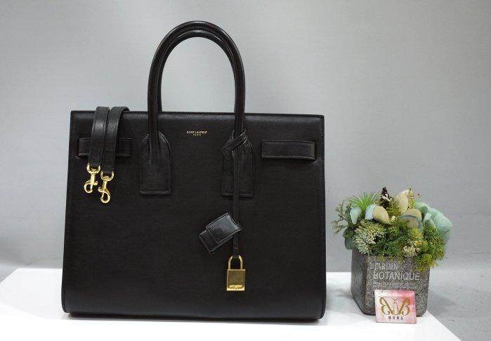 ☆優買二手精品名牌店☆ YSL 355153 SAC DU JOUR 黑 牛皮 永恆包 手提包 肩揹包 斜揹包 公事包 近新美品 B1011