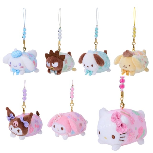 小禮堂 Sanrio 三麗鷗 迷你玩偶吊飾 (和風圖案) Kitty 美樂蒂 大耳狗 酷洛米