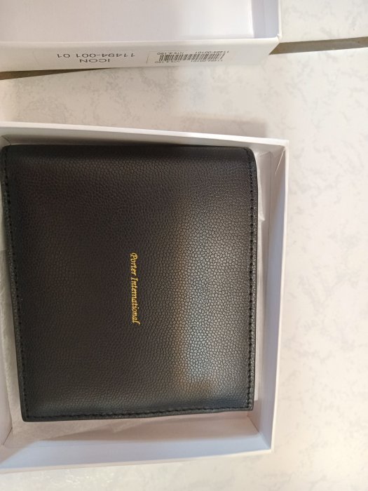 Porter 素面燙金真皮皮夾---黑色（全新）