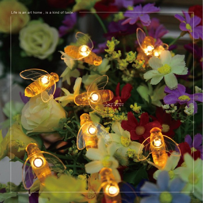 太陽能蜜蜂LED燈串 彩燈 閃燈 串燈 戶外庭院陽臺 花園樹燈 蜜蜂燈 庭院裝飾燈串 院子裝飾燈 ☆司麥歐LED精品照明