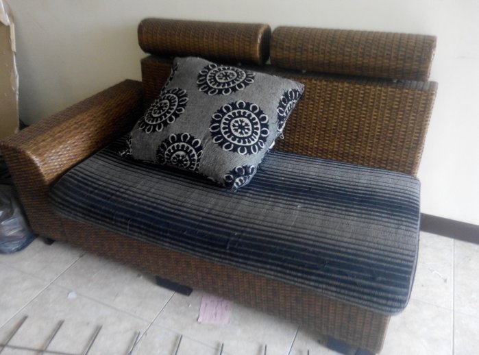 高上{二手}二手沙發/復古進口藤休閒L型藤組椅三件式