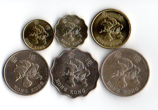 超值硬幣】香港1997年1毫~5元港幣97回歸紀念版六枚一組，絕版少見~(98