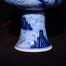 大明宣德年制青花海水龍紋高足杯，高16.8×15.2厘米80016808 | Yahoo拍賣