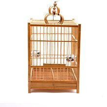 野比店長推薦~【木質鳥籠】四方繡眼小籠子手工竹籠上層清漆銹眼金絲雀