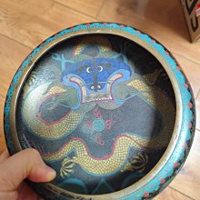 清代景泰藍龍紋筆洗直徑20公分銅胎掐絲琺瑯工藝精湛藍色龍紋精美絕倫底
