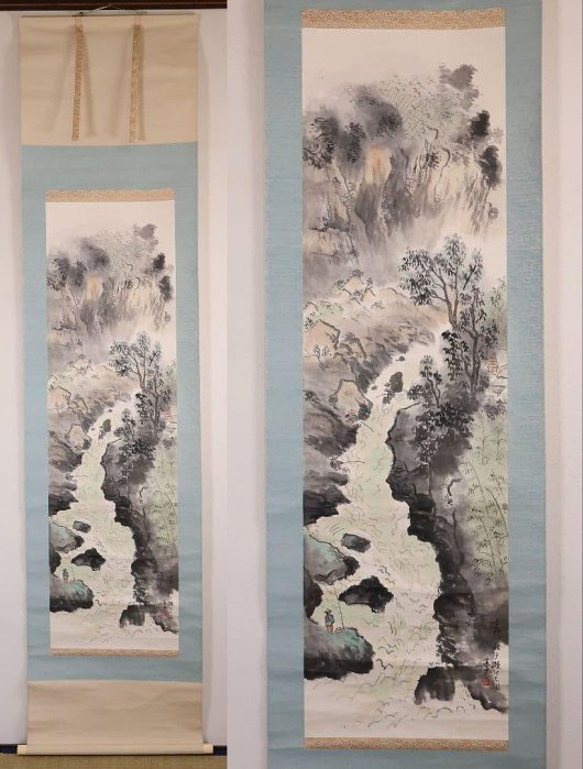 【真作】日本画 中島菜刀 吉野川鮎戸瀬図 紙本 掛軸 山水風景 鳥取 MB254 日本畫掛軸山水掛軸吉野川鮎戶瀨圖中島菜刀| Yahoo拍賣