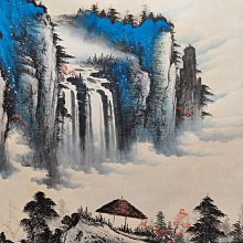老畫四尺中堂畫張大千山水純手繪實物拍攝一物一圖材質宣紙裱好尺寸:長