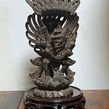 (小辣椒)古美術 百年以上鏤空雕 海南黃花梨 自行判斷 大鵬金翅鳥名稱迦樓羅 老皮殼老包漿 比例品為6 cm已故畫家藏品 有老損 品相如圖