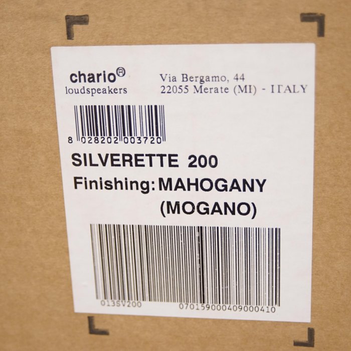 【A】chario SILVERETTE 200 MAHOGANY スピーカー ⑤ 3018227【未開封品！！】 0 Chario Silverette Audio SG 頂級原木