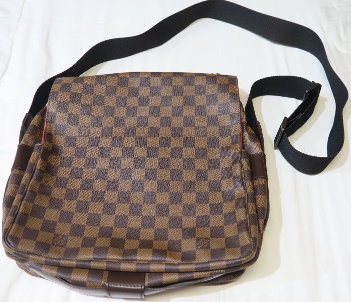 保證正品LV N45255 經典Damier Naviglio雙上釦斜背信差包 書包  斜背包