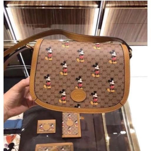 全新正品Gucci x Disney 小號肩揹包 602694 米奇新年款馬鞍包 帆布包 現貨