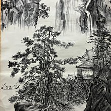 瑞云四尺大幅山水畫中堂《松山溪閣圖》國畫書法古玩字畫紙本綾裱畫心
