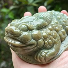 臻翡翠～天然緬甸玉a貨黃翡帶綠三腳蟾蜍大擺件| Yahoo拍賣
