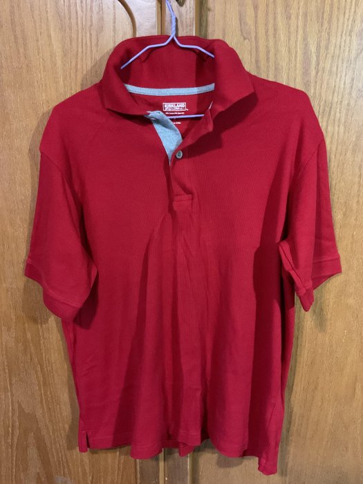 KIRKLAND科克蘭紅色純棉短袖polo衫