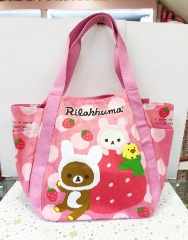 【震撼精品百貨】Rilakkuma San-X 拉拉熊懶懶熊~帆布袋子~草莓#28493
