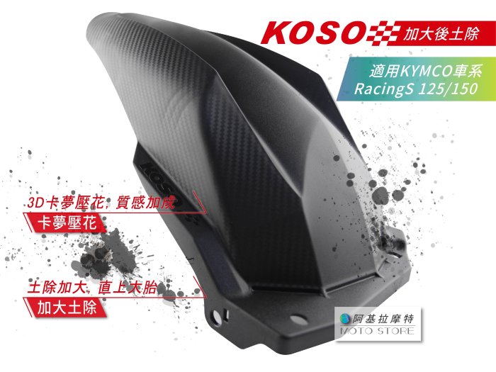 KOSO 雷霆S 後土除 卡夢壓花土除 後輪土除 後輪內土除 直上 適用 RacingS 125/150