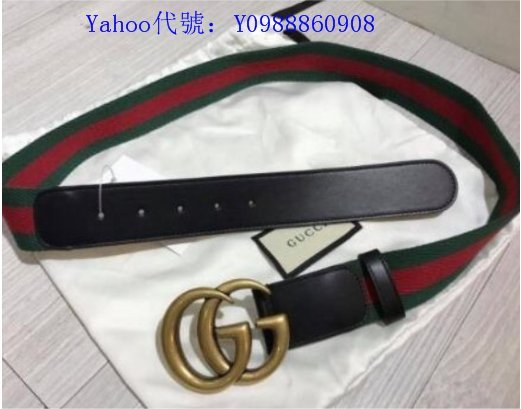 里昂二手正品  GUCCI腰帶 409416 金GG 綠紅綠帶 皮帶 85/90/95/100 現貨