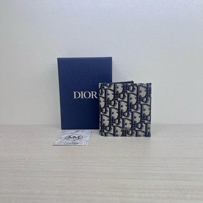 30年老店 現貨DIOR 藍 6卡 短夾 皮夾 男夾 2ESBHO72YSE