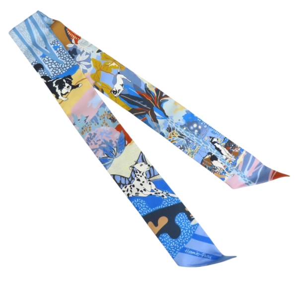 HERMES 愛馬仕 藍色 絲綢 絲巾 En Liberte! Twilly 【二手名牌BRAND OFF】