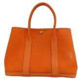 【 BRAND OFF】HERMES 愛馬仕 【再降價】 橘色 帆布 Garden Party 36 手提包 口R刻