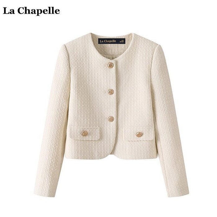 氵蘭帕德拉夏貝爾La Chapelle 法式復古純色小香風外套女氣質上衣