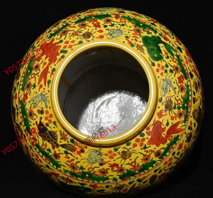 可議價大明嘉靖年制五彩魚藻紋蓋罐，高39×34厘米240012314 | Yahoo拍賣