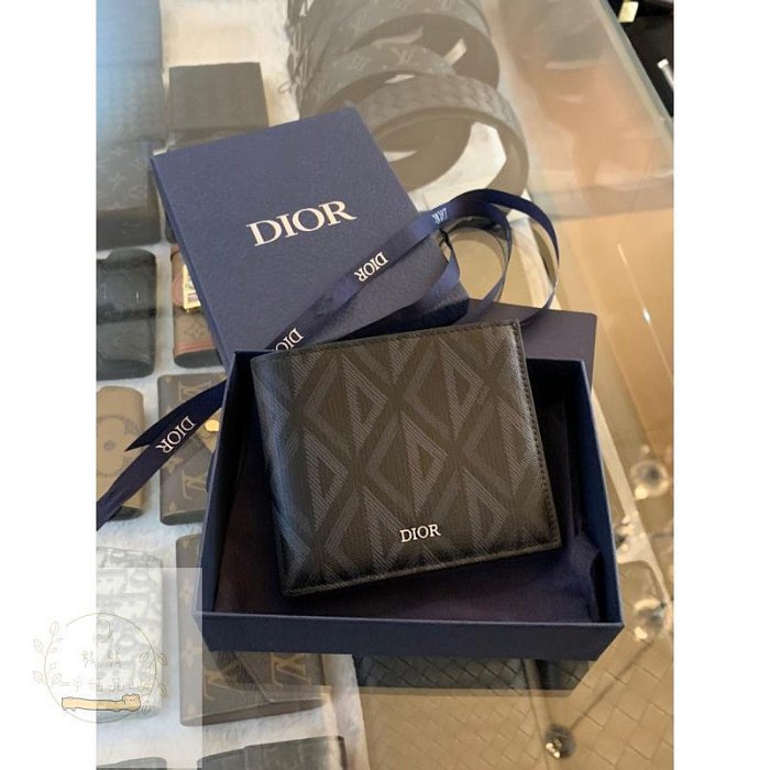 微微精品購 Dior 經典 新款logo設計 防刮材質 黑色 男生 男款 皮夾 短夾