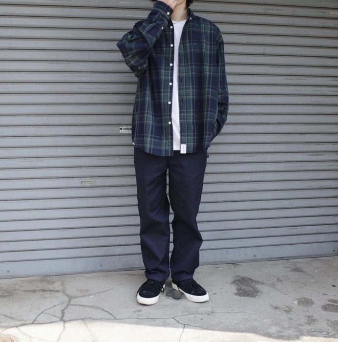 20SS DESCENDANT HYANNIS B.D LS SHIRT FULL SIZE 格紋長袖襯衫深藍