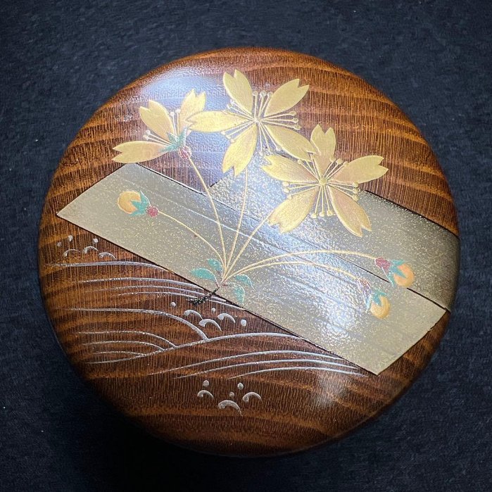 青水作　花筏蒔絵棗　共箱　幅7.8㎝　東Y8-0306☆2Fタルチ 蒔繪棗花筏蒔繪青水作共盒7.8公分| Yahoo拍賣