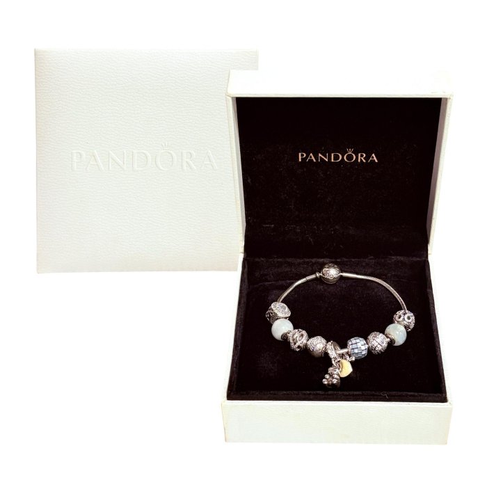 金卡價8624 二手PANDORA純銀9顆串飾固定釦 鏈長17cm 069900000752 04