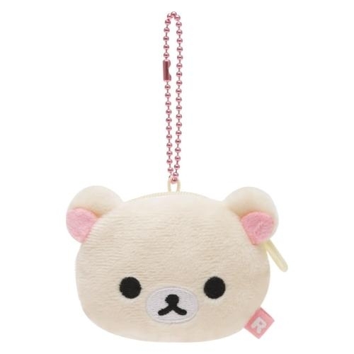 asdfkitty*特價 日本san-x 牛奶熊 拉拉熊懶妹 大臉造型絨毛迷你零錢包吊飾-正版商品