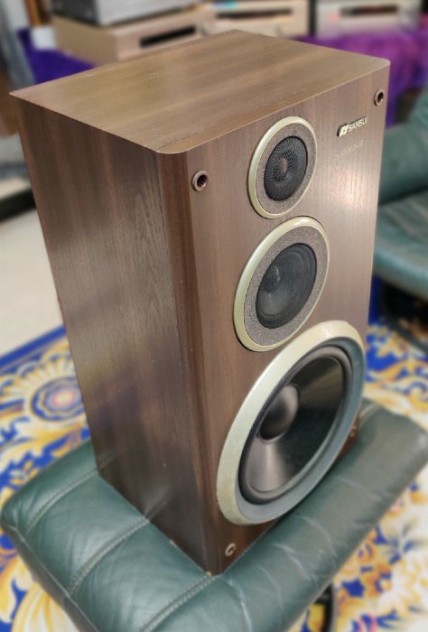 有黑色版」日本製SANSUI S-900XR 主聲道大型書架喇叭含網罩品相優110W