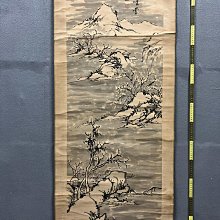 山中靜逸，清代晚期大幅南畫山水中堂《雪景圖》國畫書法手繪字畫。紙